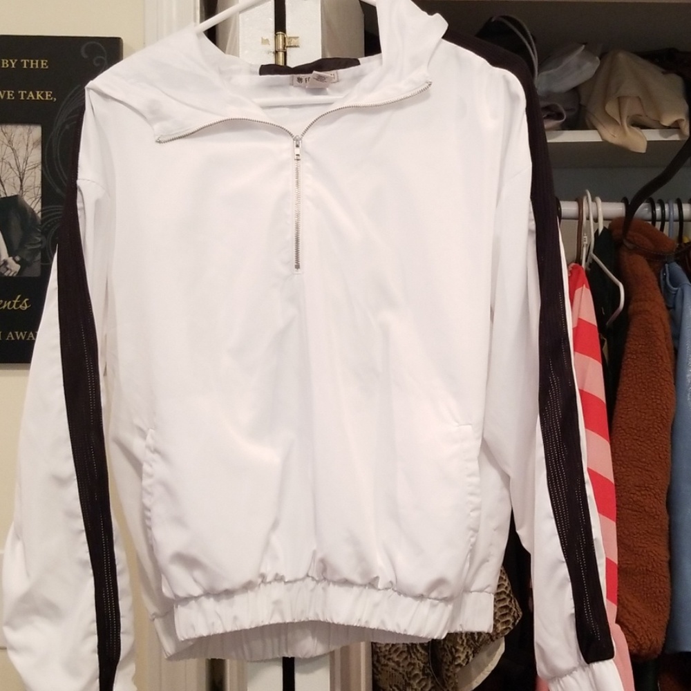 Forever21 hooded white windbreaker